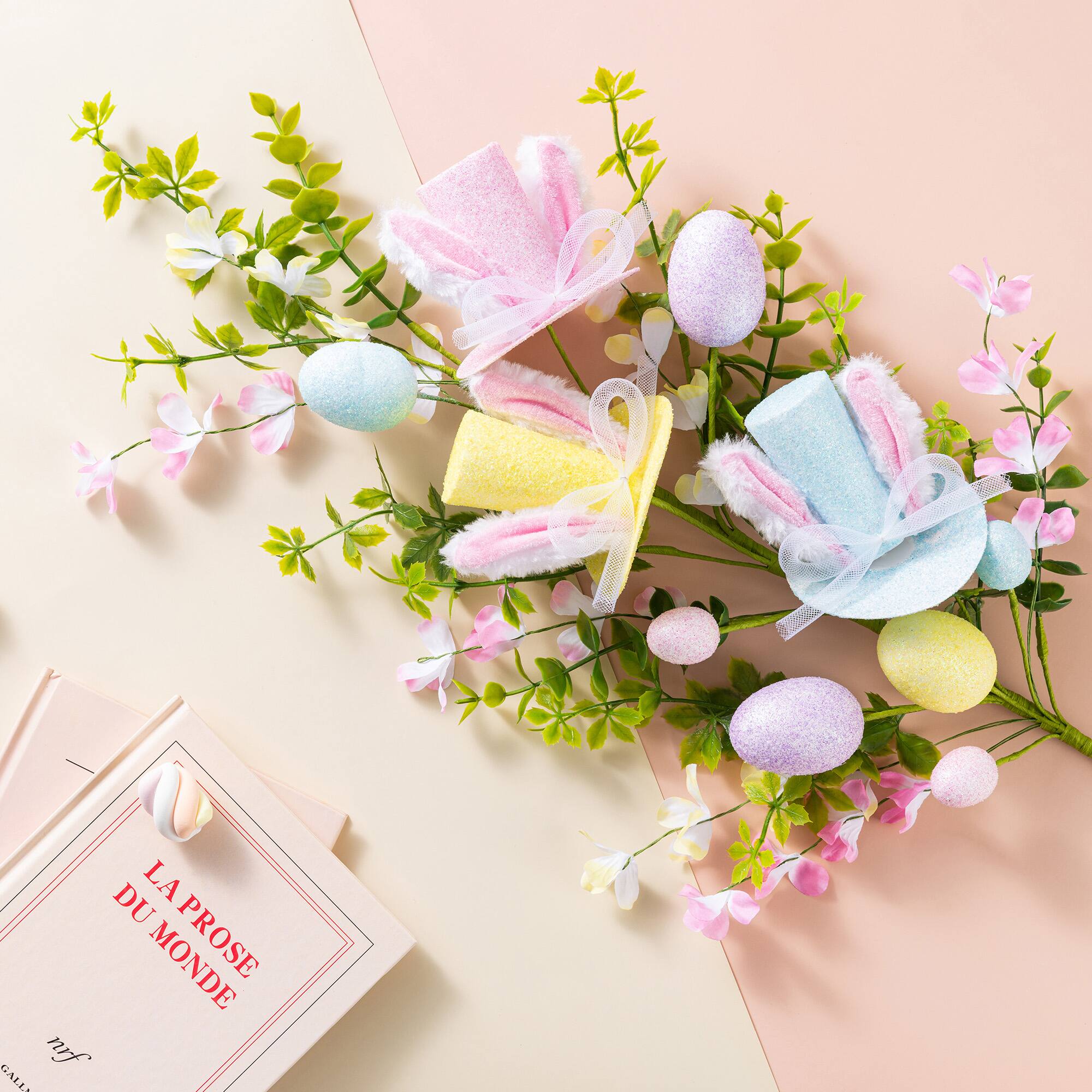 Glitzhome® 28" Easter Glitter Egg & Top Hat Picks Set